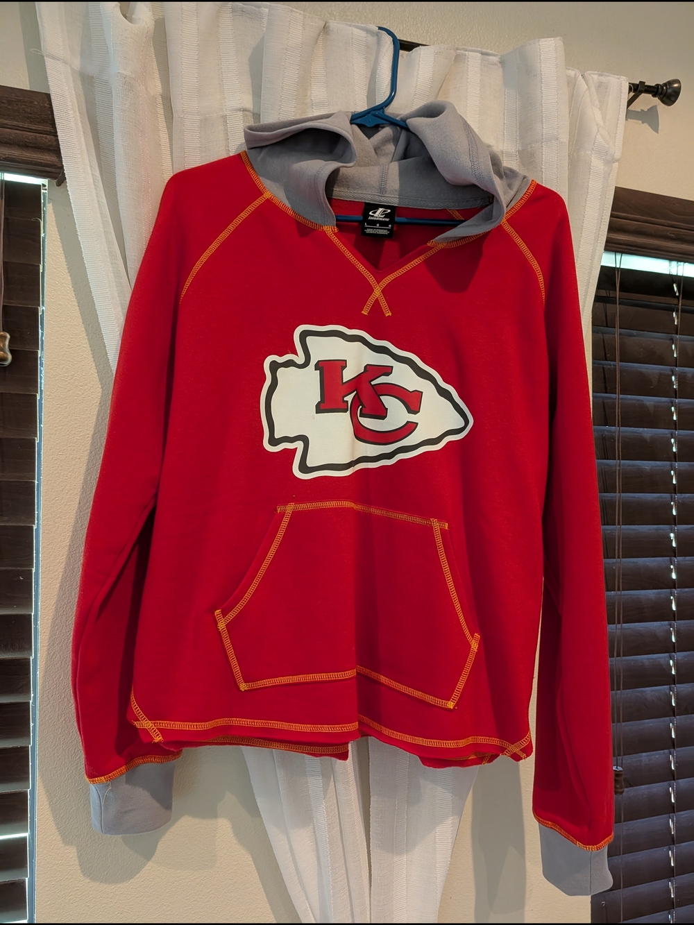 Kansas City Chiefs Red Pullover with Gray Hood and Yellow Stitching